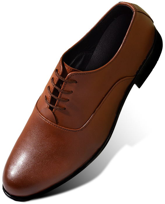 Leather dress shoe.